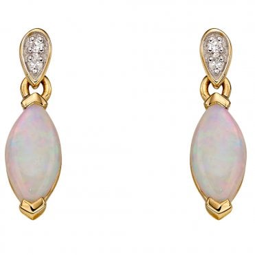 9ct diamond and opal drop earrings