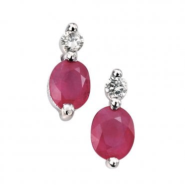9ct diamond and ruby earrings