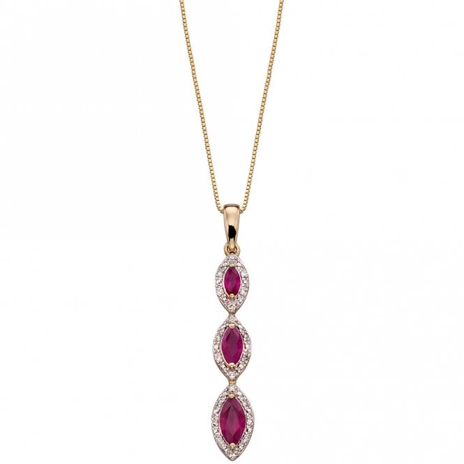 9ct diamond and ruby pendant and chain