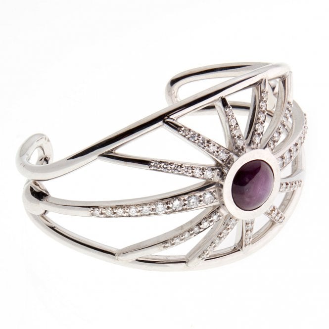 9ct diamond and ruby star cuff