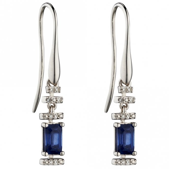 9ct diamond and sapphire drop earrings