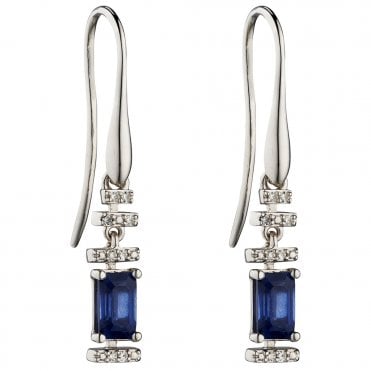 9ct diamond and sapphire drop earrings