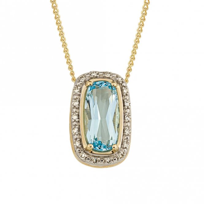 9ct Diamond and Sky Blue Topaz pendant and chain