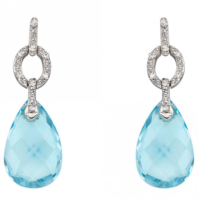 9ct diamond and topaz drop earrings