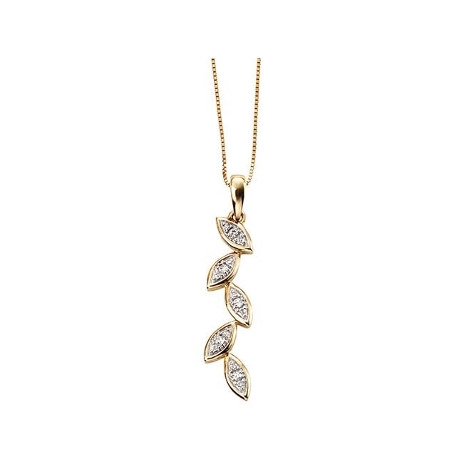 9ct diamond cascade leaf necklace