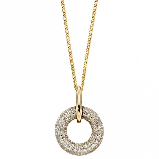 9ct diamond circle pendant and chain