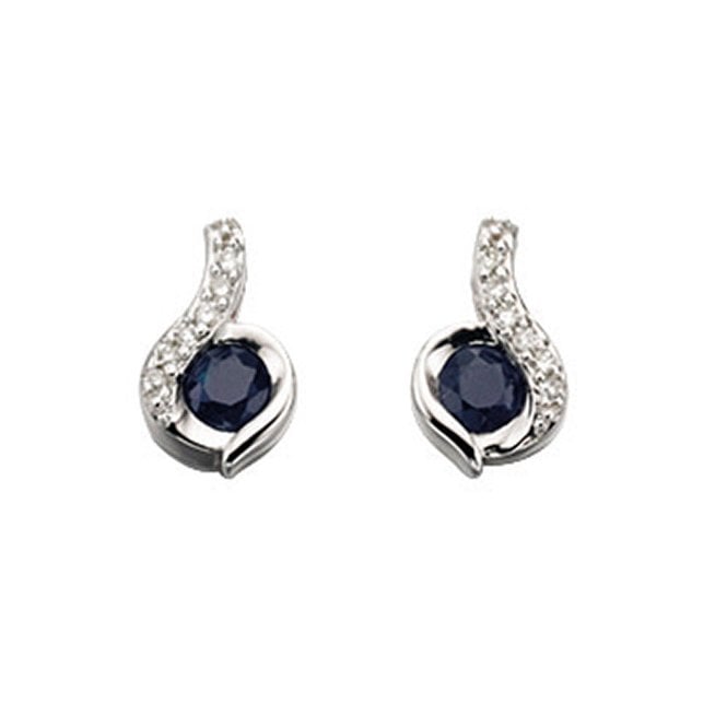 9ct Diamond & sapphire stud earrings