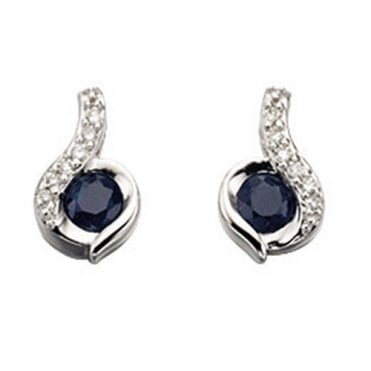9ct Diamond & sapphire stud earrings