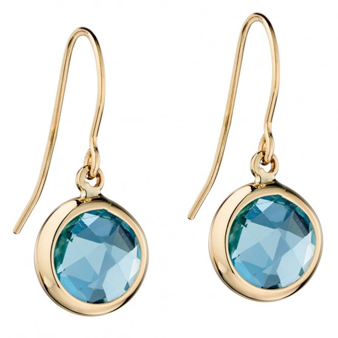 9ct gold and blue topaz drop earrings