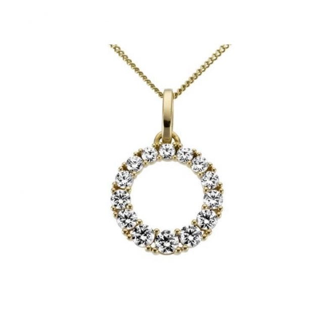 9ct Gold and cubic zirconia pendant and chain