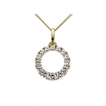 9ct Gold and cubic zirconia pendant and chain