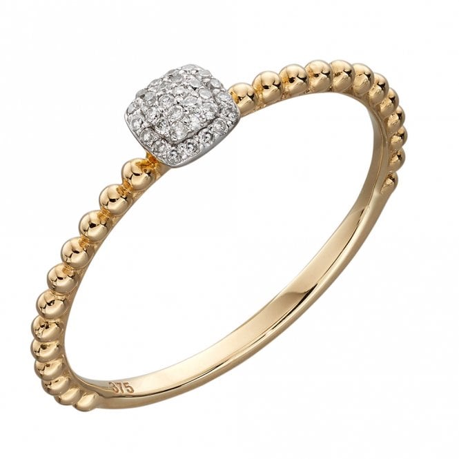 9ct gold and diamond cluster ring