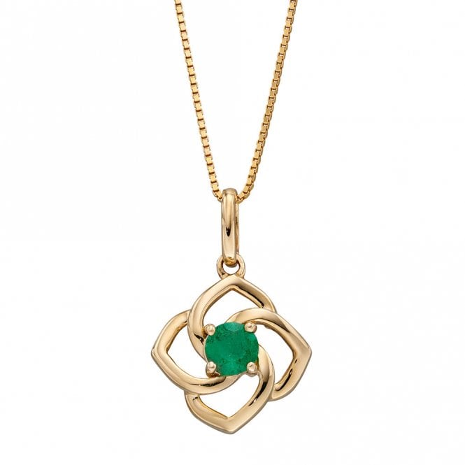 9ct Gold and Emerald Pendant and Chain