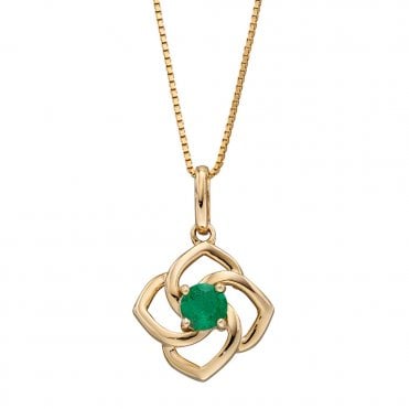 9ct Gold and Emerald Pendant and Chain