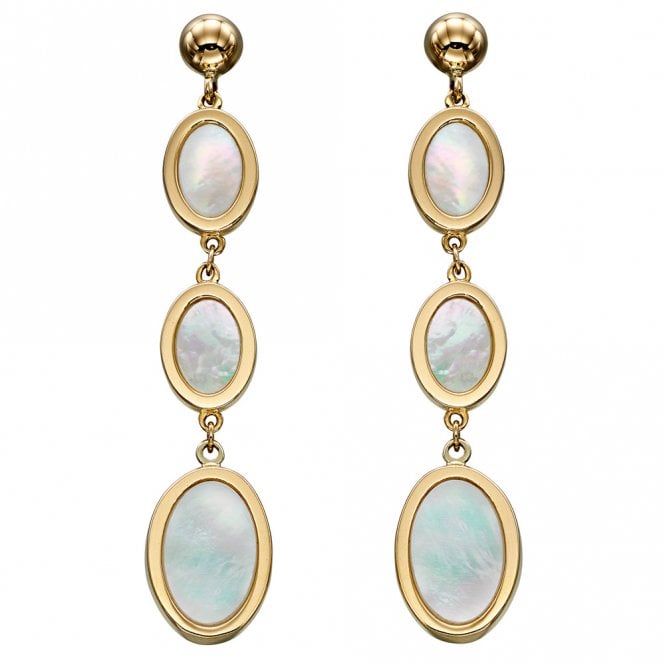 9ct gold and mother of pearl drop earrings