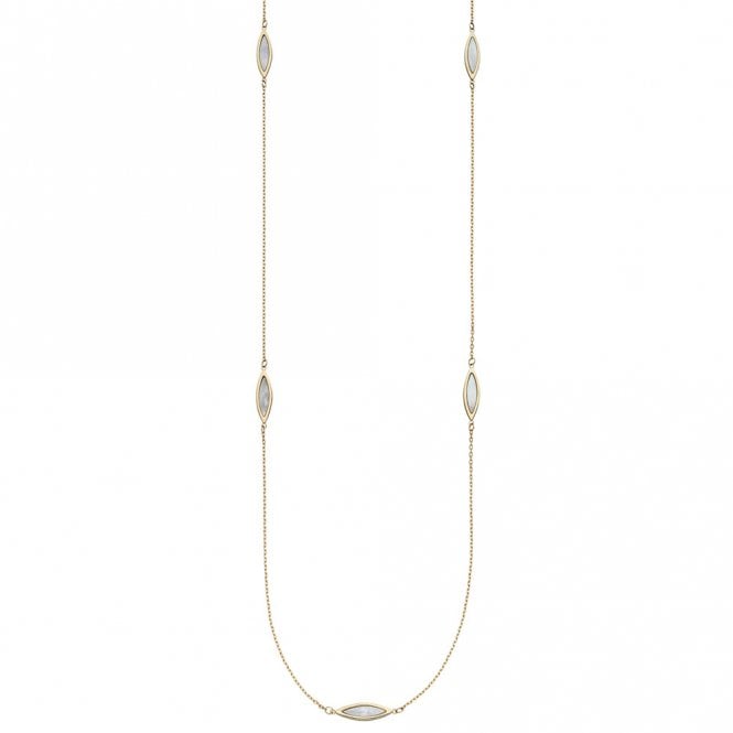 9ct Gold and Mother of Pearl Long Chain Necklace