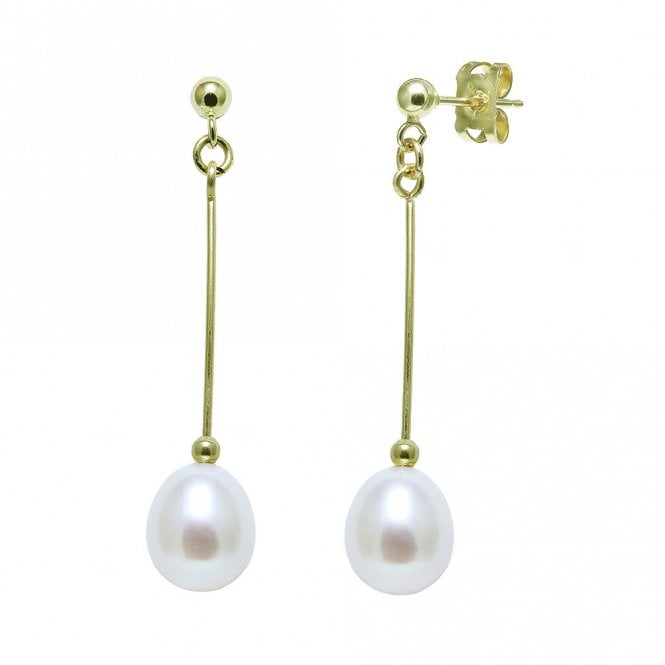 9ct gold and pearl drop earrings
