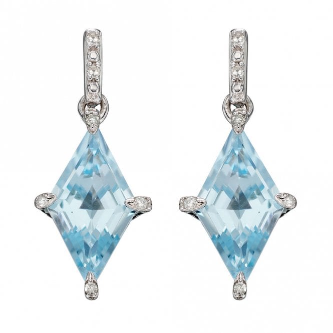 9ct gold blue topaz and diamond earrings