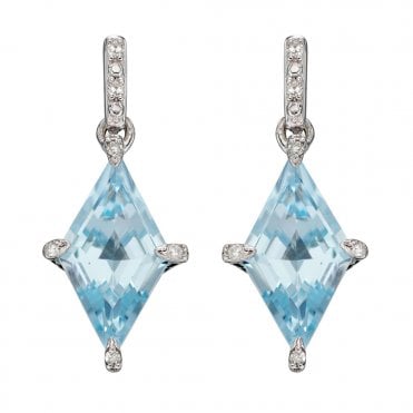 9ct gold blue topaz and diamond earrings