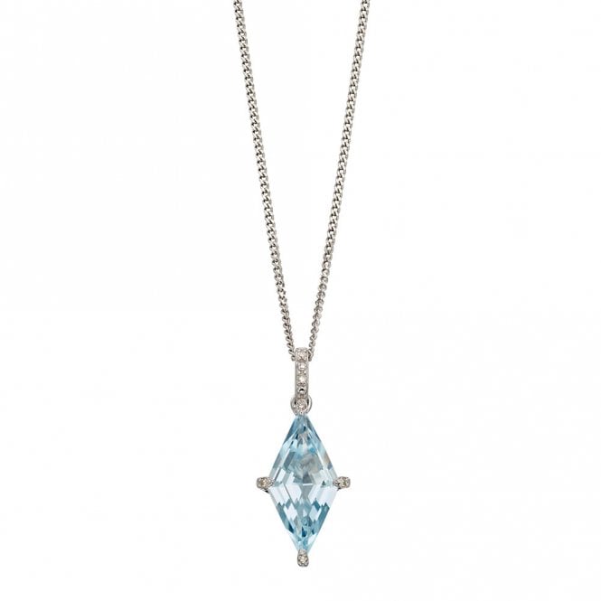 9ct gold blue topaz and diamond pendant and chain