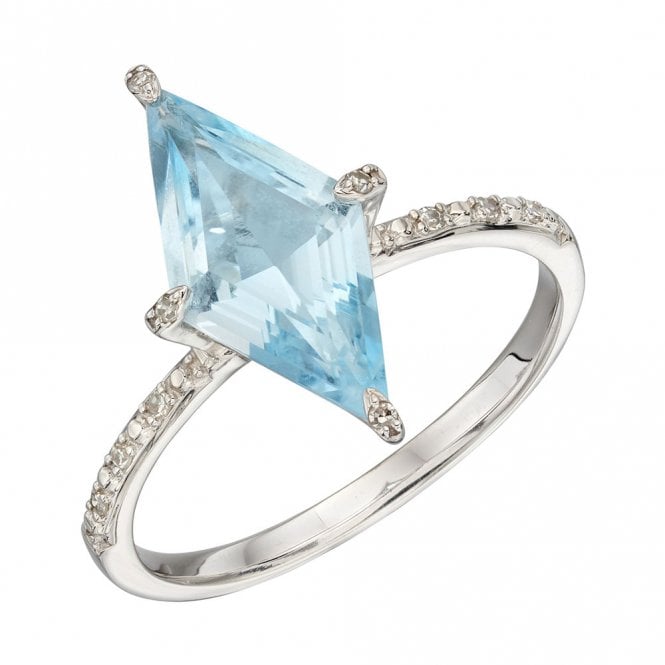 9ct gold blue topaz and diamond ring