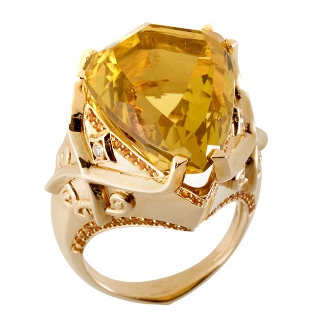 9ct gold diamond and citrine ring