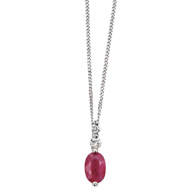 9ct Gold Diamond and Ruby Penant and Chain