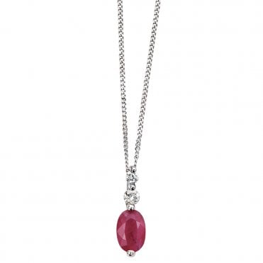 9ct Gold Diamond and Ruby Penant and Chain