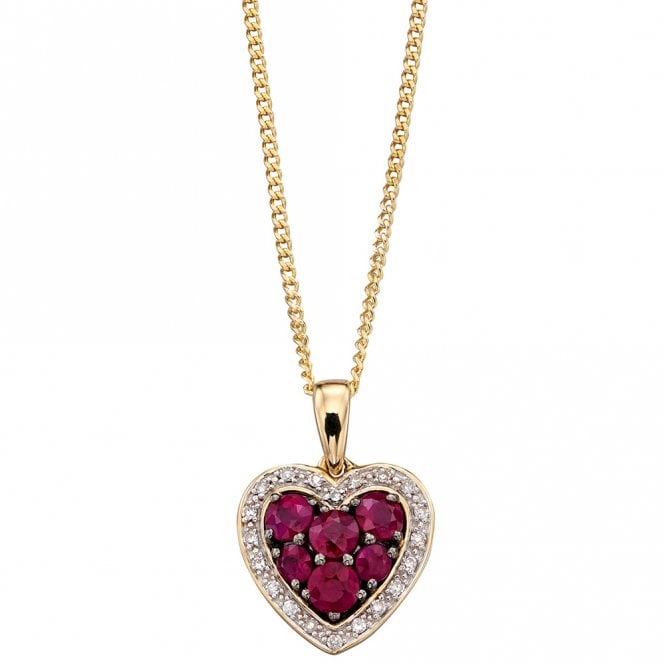 9ct Gold Diamond and Ruby Pendant and Chain