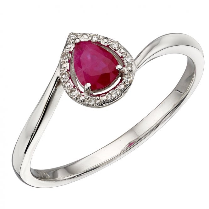 9ct gold diamond and ruby ring