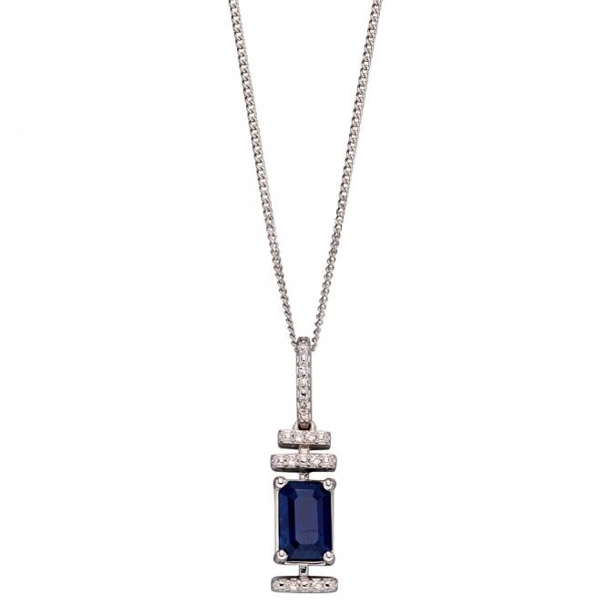 9ct gold diamond and sapphire pendant and chain