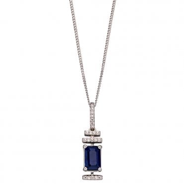 9ct gold diamond and sapphire pendant and chain