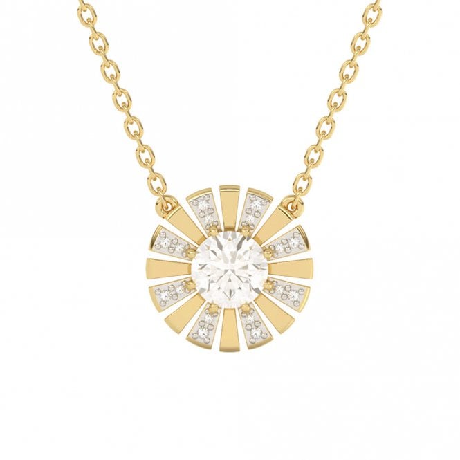 9ct Gold Diamond and White Topaz pendant and chain
