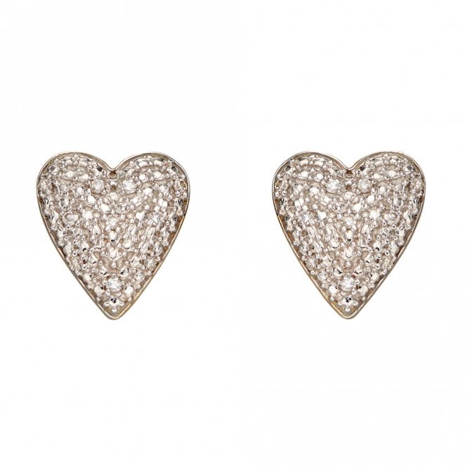 9ct Gold Diamond Heart stud earrings