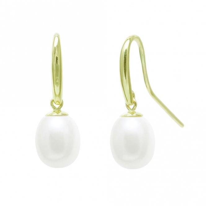 9ct gold drop pearl earrings