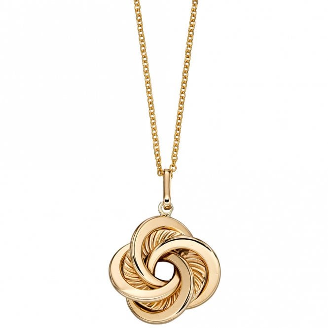 9ct gold entwined swirl pendant and chain