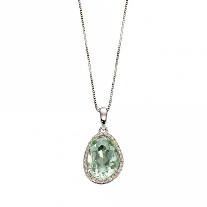9ct gold flourite and diamond pendant and chain