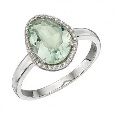 9ct gold flourite and diamond ring
