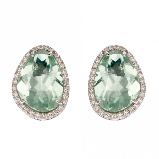 9ct gold flourite and diamond stud earrings