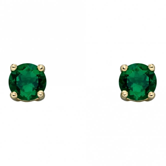 9ct Gold Laboratory Created Emerald Stud Earrings