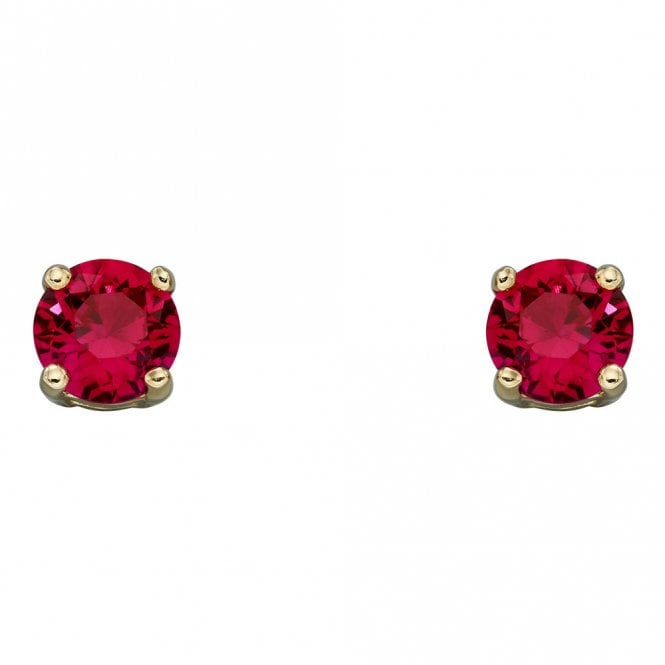 9ct Gold Laboratory Created Ruby Stud Earrings