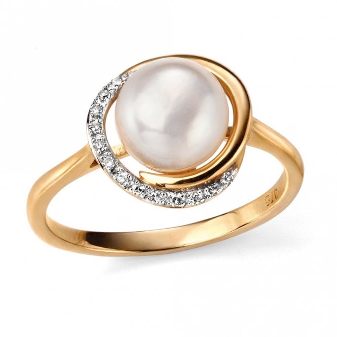 9ct Gold Pearl and Diamond Ring