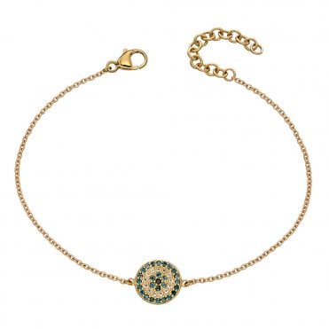 9ct Gold Topaz and Spinel Evil Eye bracelet