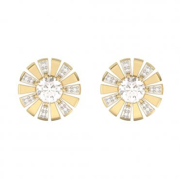 9ct Gold White Topaz and Diamond Stud Earrings