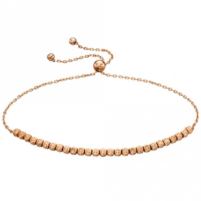9ct rose gold adjustable bead bracelet