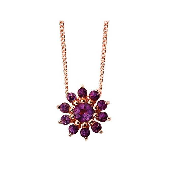 9ct rose gold and amethyst pendant and chain