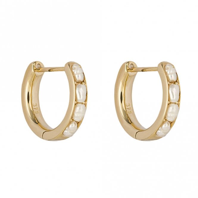 9ct Seed Pearl hoop earrings