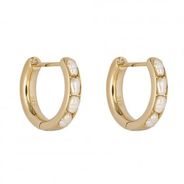 9ct Seed Pearl hoop earrings