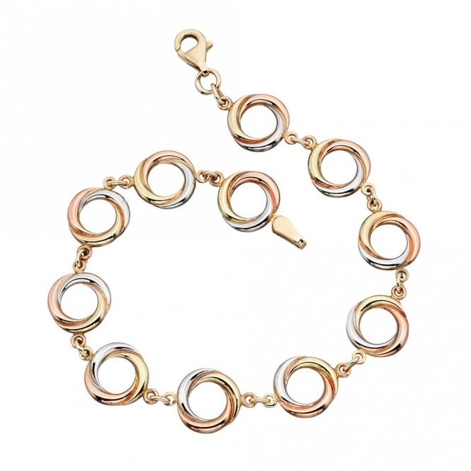 9ct tri colour circle bracelet