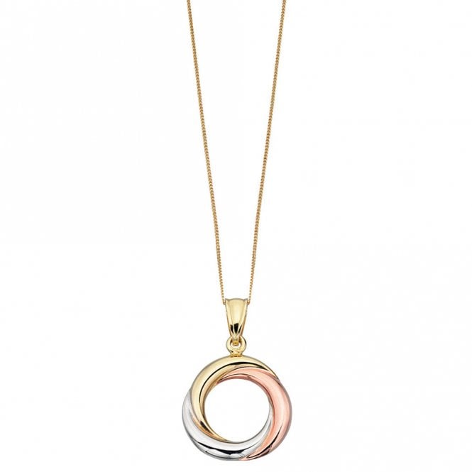 9ct tri colour circle necklace